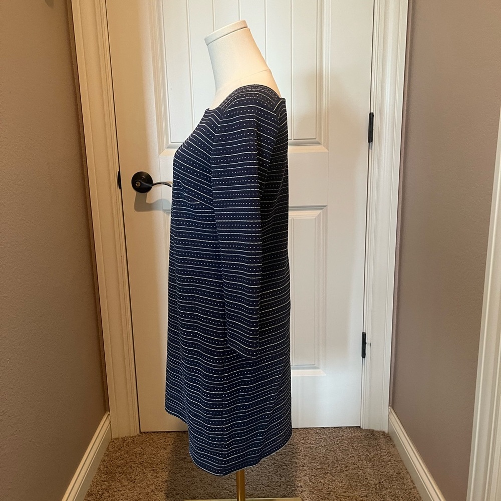 LOFT Dark Blue Striped Long Sleeve Dress - Picture 2 of 4